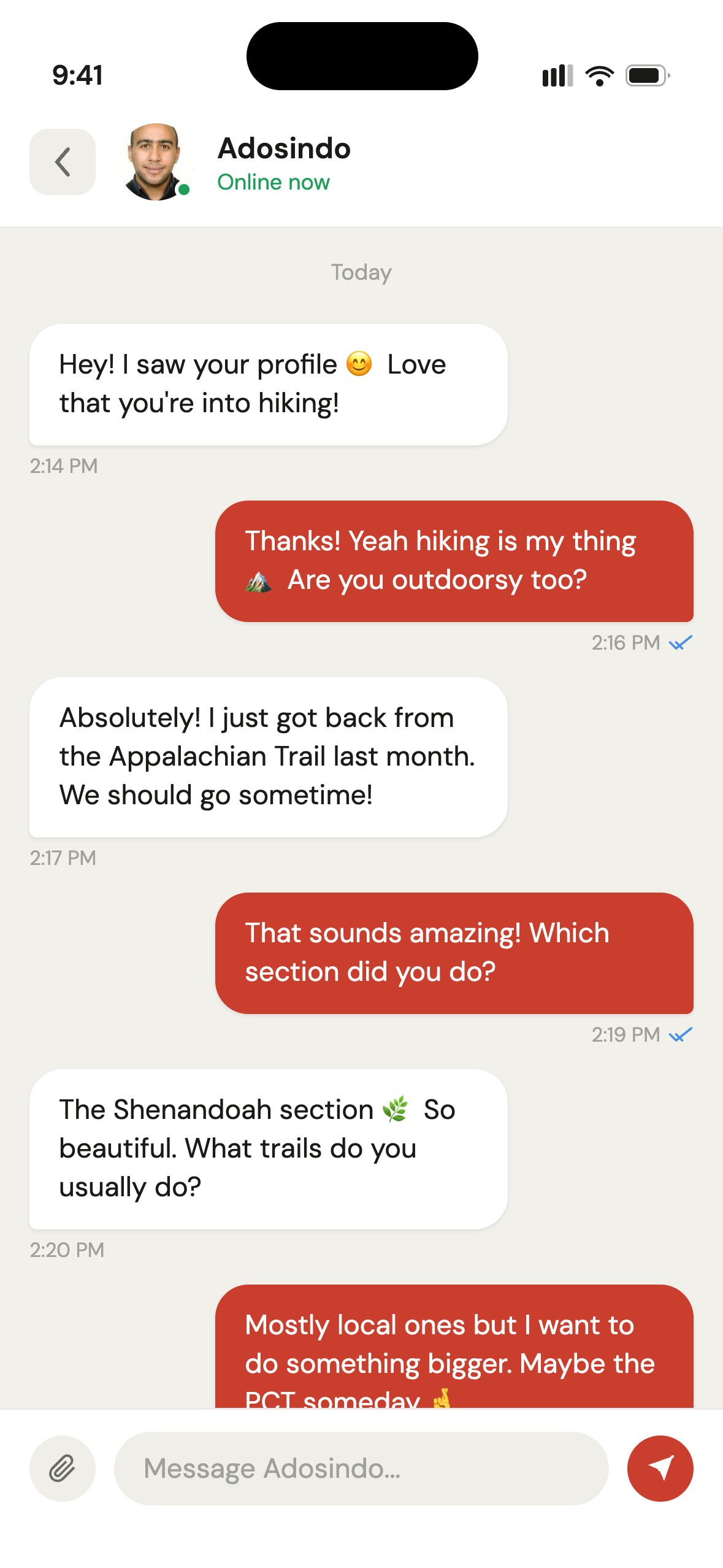 Gettit chat screen showing a conversation in progress